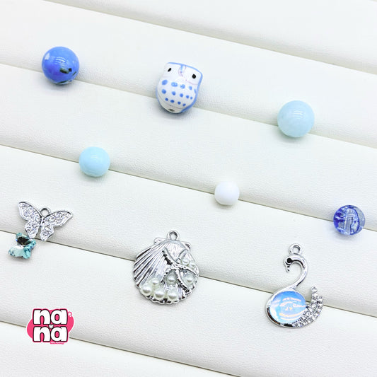 【Y1035】夏の思い出 高品質クォーツ&ガラス&磁器の玉(10*10)