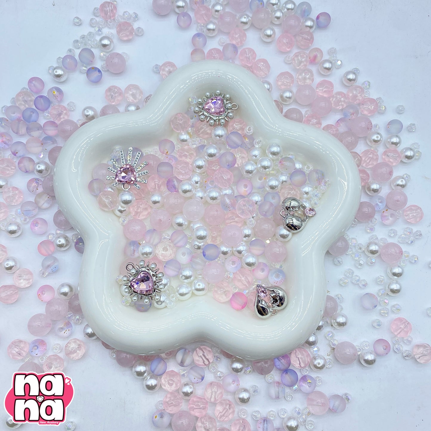 【A1200】重ねた思い出 高品質天然石XガラスXパール(8+10)