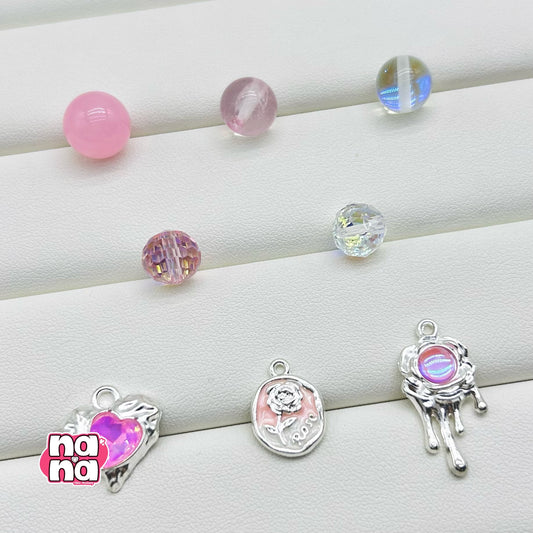 【Y880】シャボン玉 高品質クォーツ&ガラス&閃光ビーズ（10*10）