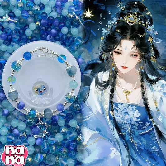 【A1006】朝が来るまで    高品質天然石X閃光ビーズXクリスタルXガラス（8+10）
