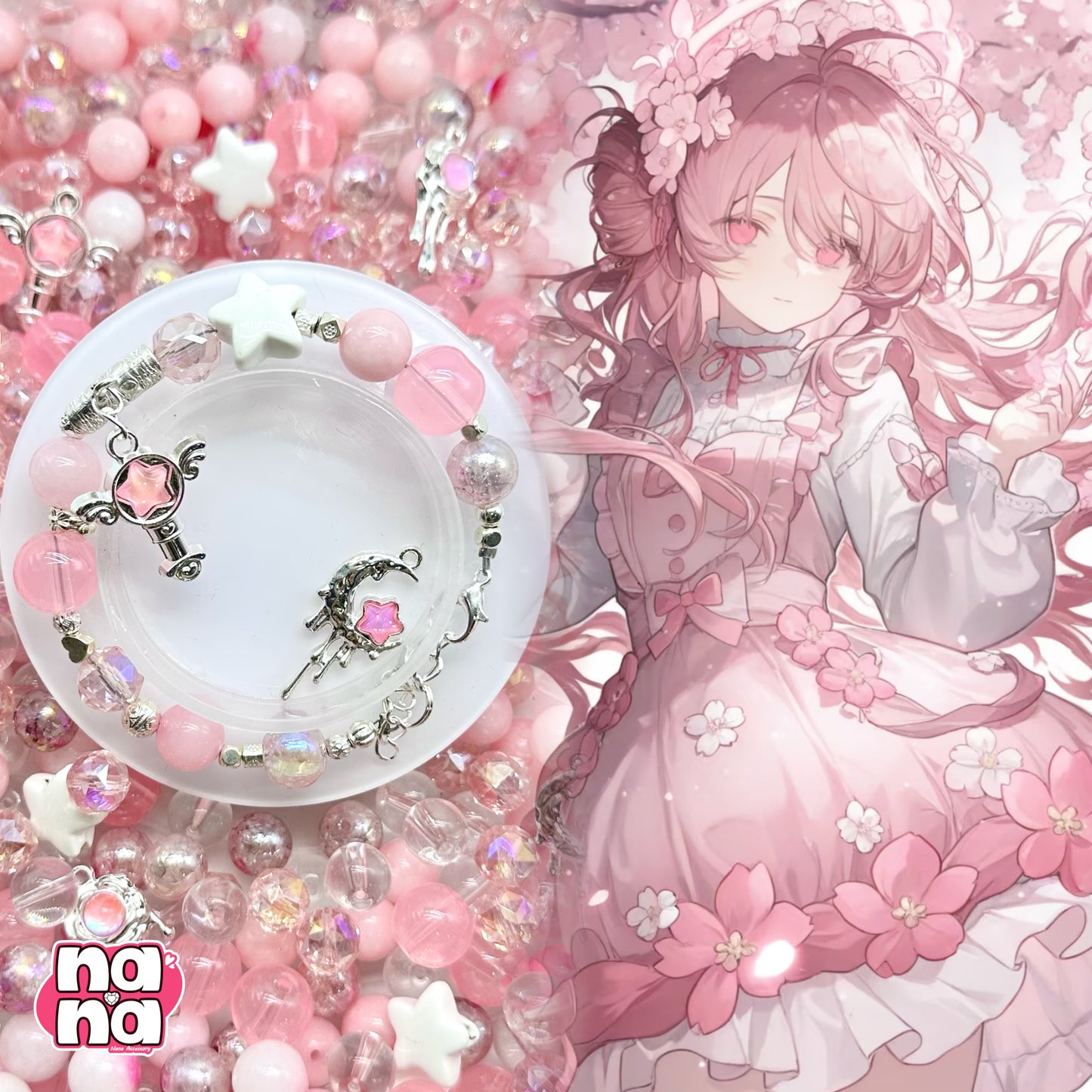 【Y886】愛のおまじない 高品質クォーツ&ガラス&磁器の玉（10*10）