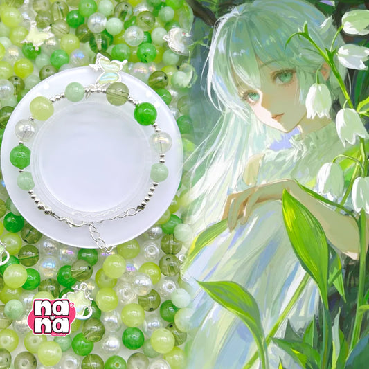 【Y887】鈴蘭と清風     高品質天然石Xガラス（10*10）
