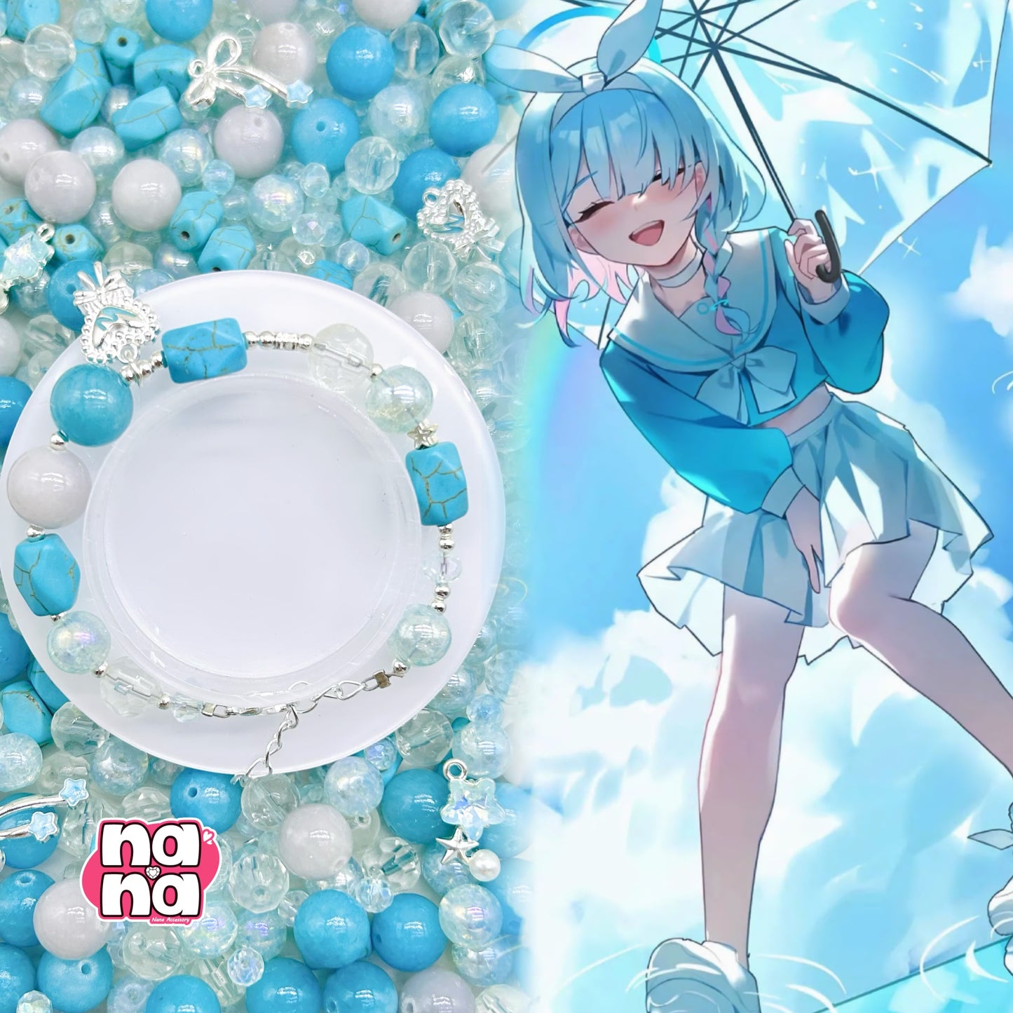 【Y912】青空 高品質クォーツ&ガラス（10*10）
