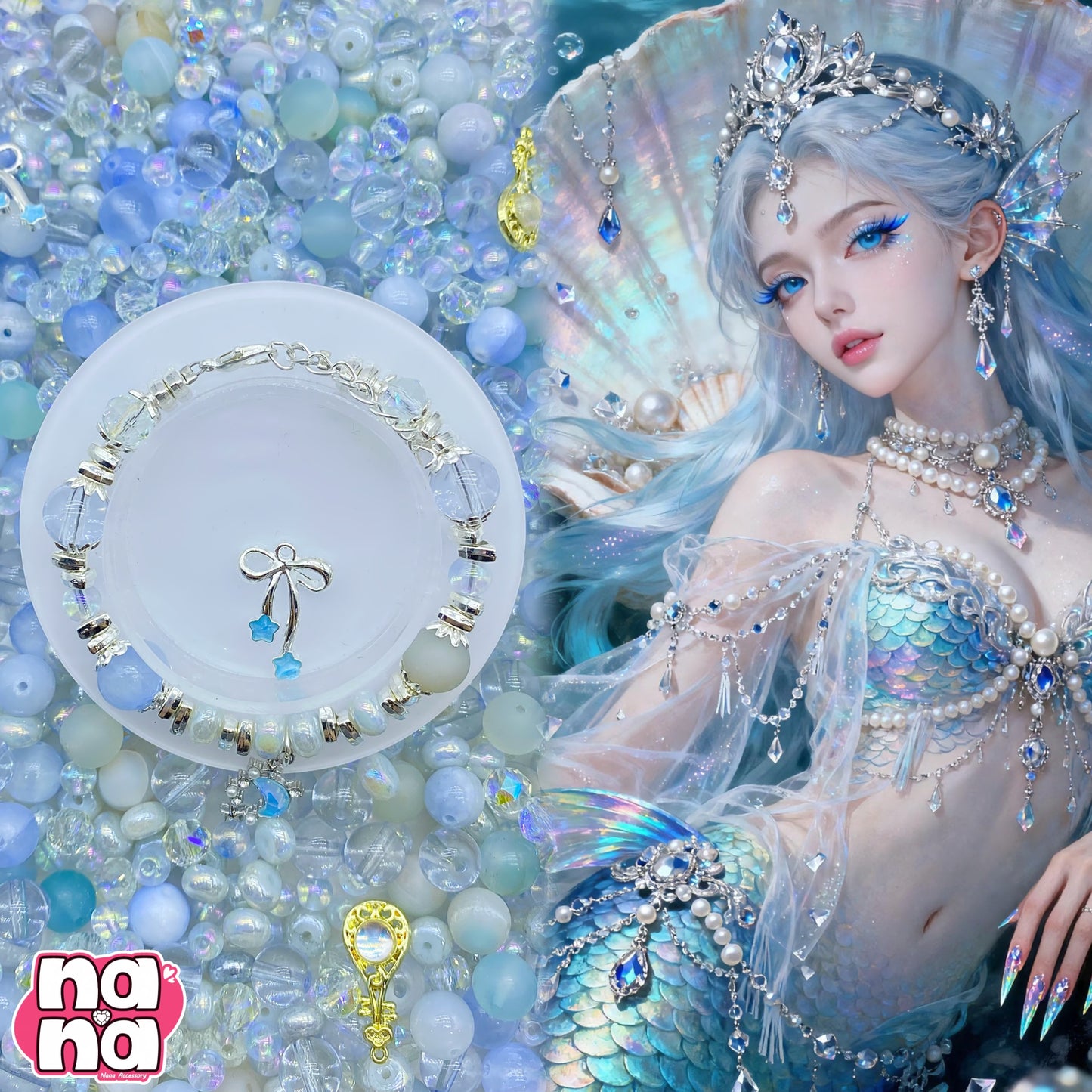 【Y931】パール美人 高品質クォーツ&ガラス（10*10）