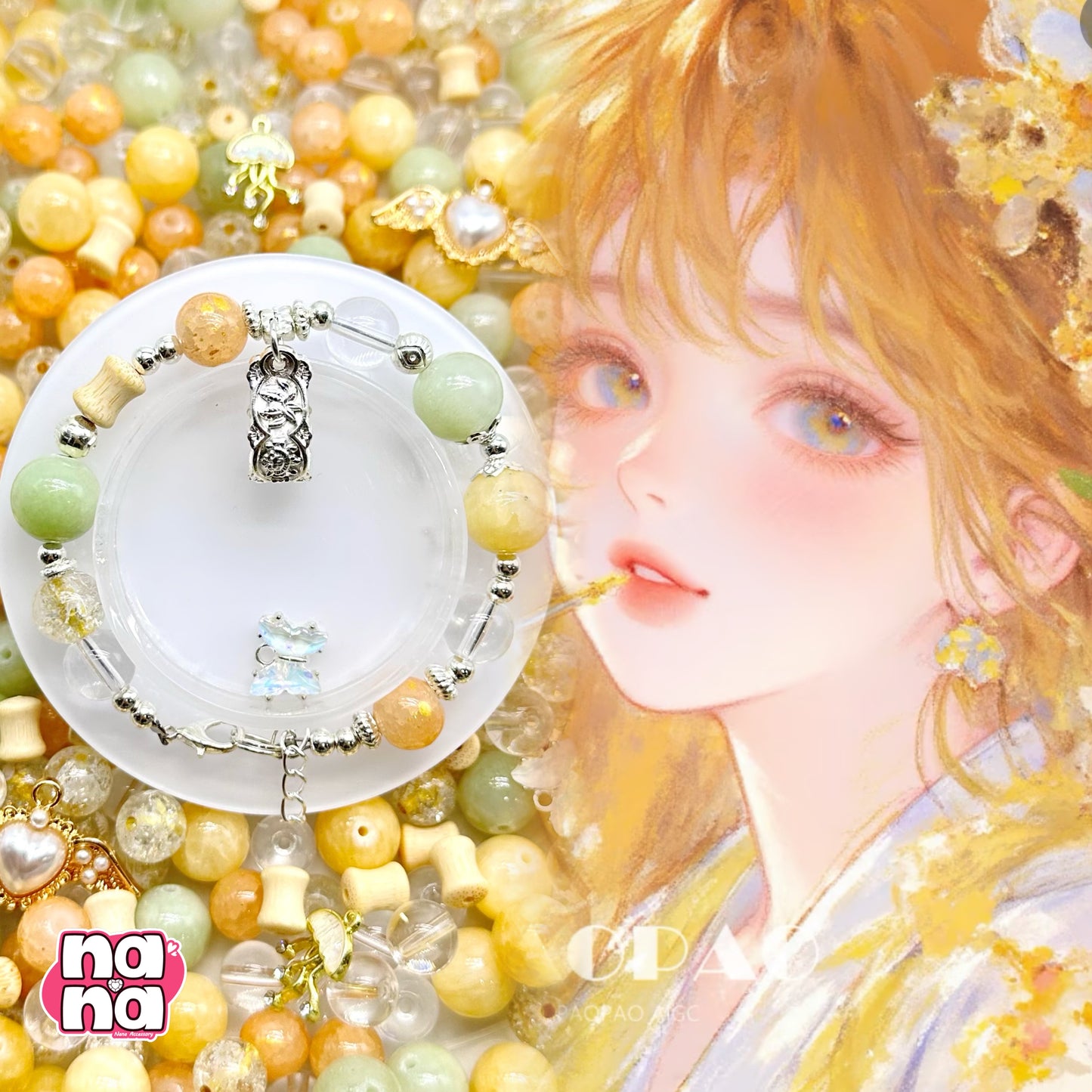 【Y952】雛菊 高品質クォーツ&ガラス（10*10）