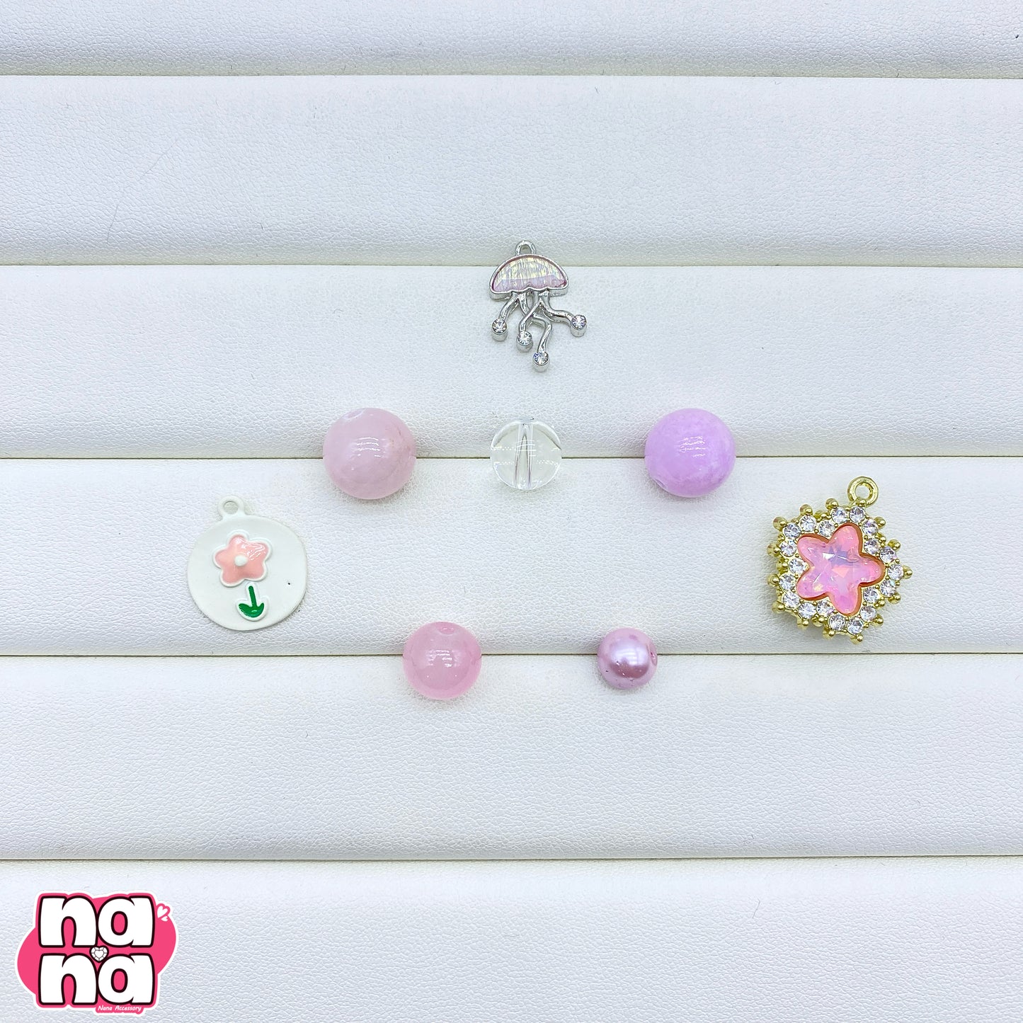 【Y956】珊瑚の姫 高品質クォーツ&ガラス（10*10）