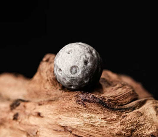 シルバー オブシティアン 満月形、 穴あり