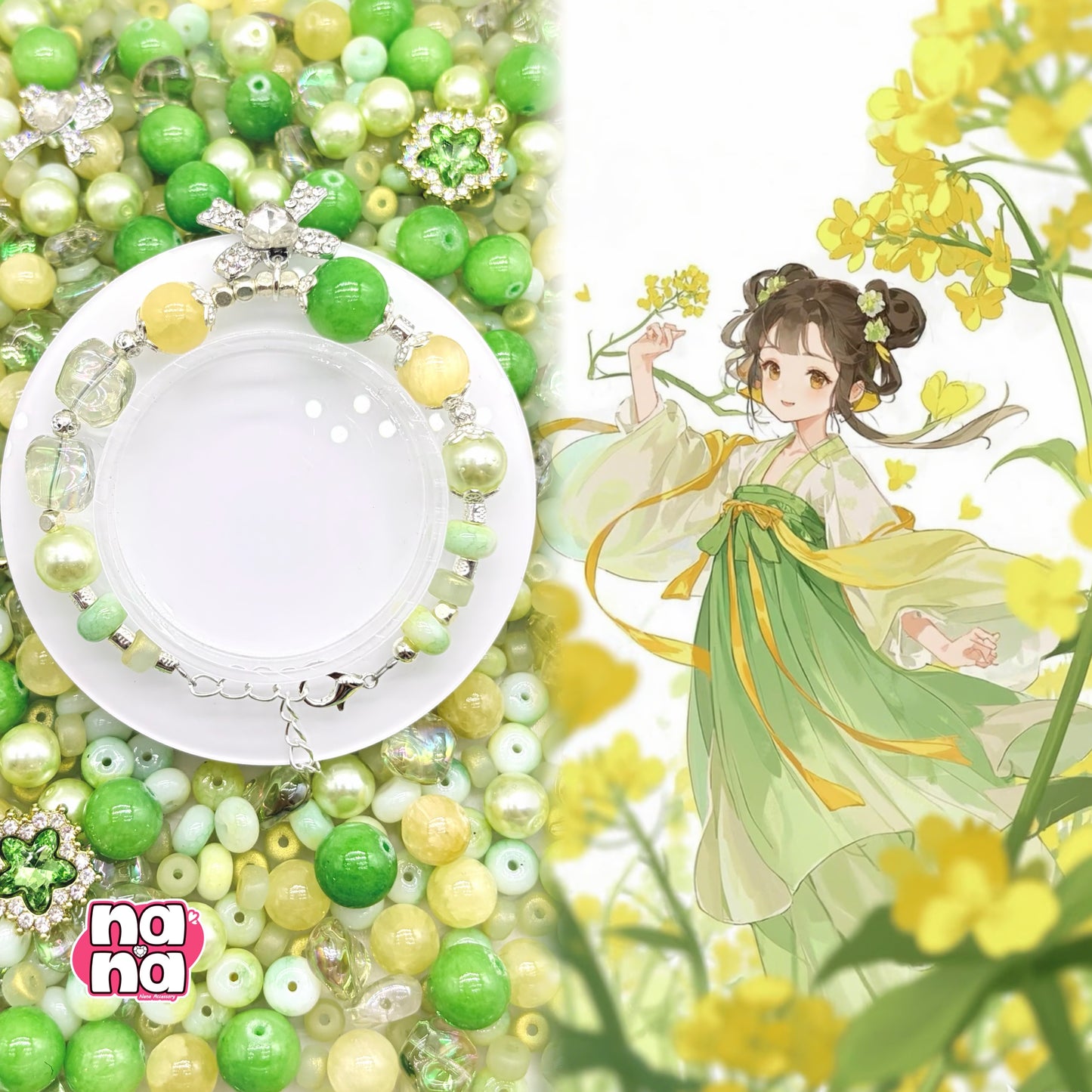 【Y1030】菜の花よ  高品質クォーツ&ガラス（10*10）