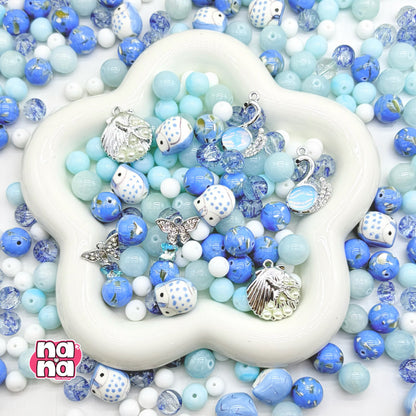 【Y1035】夏の思い出  高品質クォーツ&ガラス&磁器の玉（10*10）