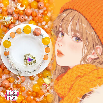 【Y1045】オレンジ   高品質クォーツ&ガラス（10*10）