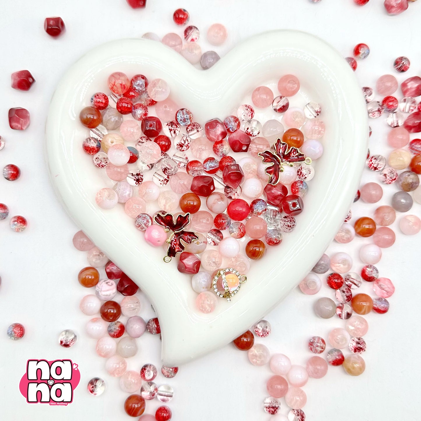 【Y1075】朱色なきみへ  高品質クォーツ&ガラス&樹脂（10*10）