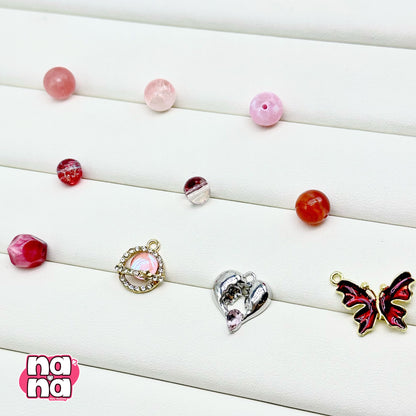 【Y1075】朱色なきみへ  高品質クォーツ&ガラス&樹脂（10*10）