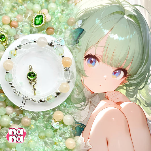 【Y1076】みどりのしずく  高品質クォーツ&ガラス（10*10）