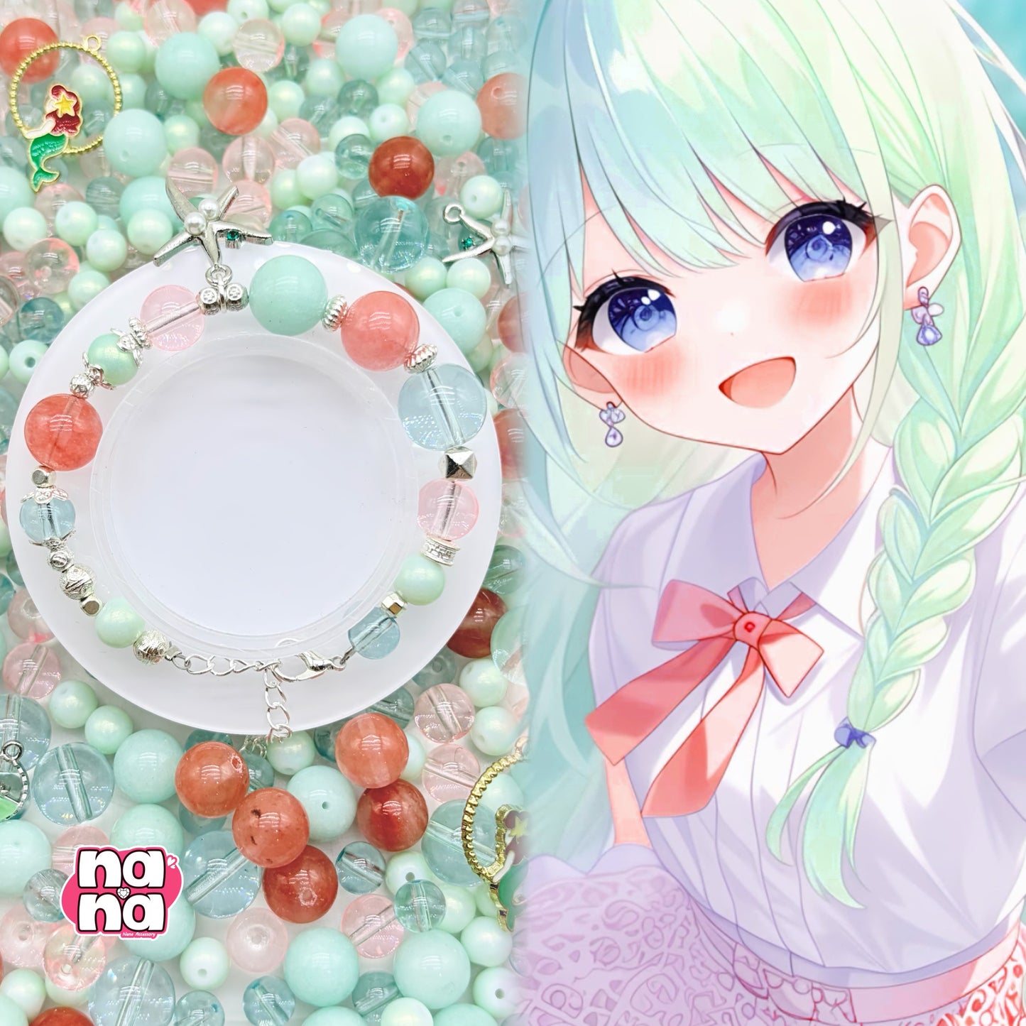 【Y1105】ミントのうみ  高品質クォーツ&ガラス（10*10）