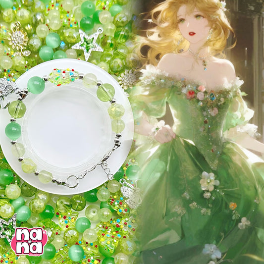 【Y1130】緑のしずく  高品質キャッツアイ&ガラス（10*10）