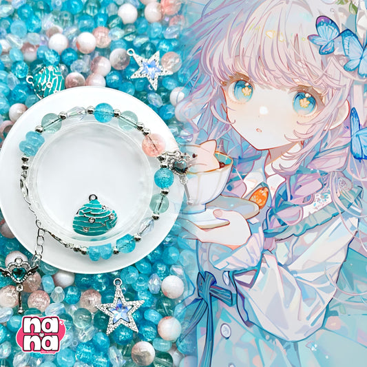 【Y1132】水色蝶々   高品質ガラス（10*10）