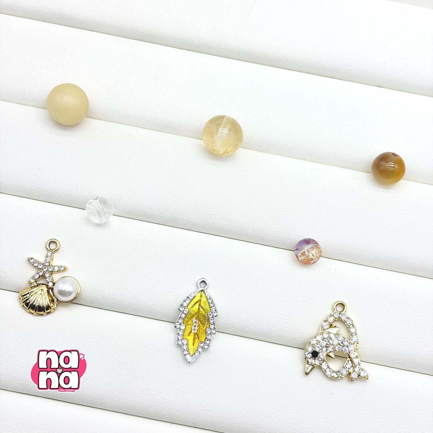 【Y1156】カフェモカ  高品質キャッツアイ&ガラス&菩提（10*10）