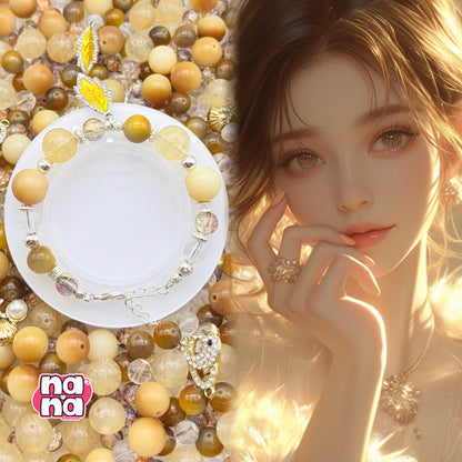 【Y1156】カフェモカ  高品質キャッツアイ&ガラス&菩提（10*10）