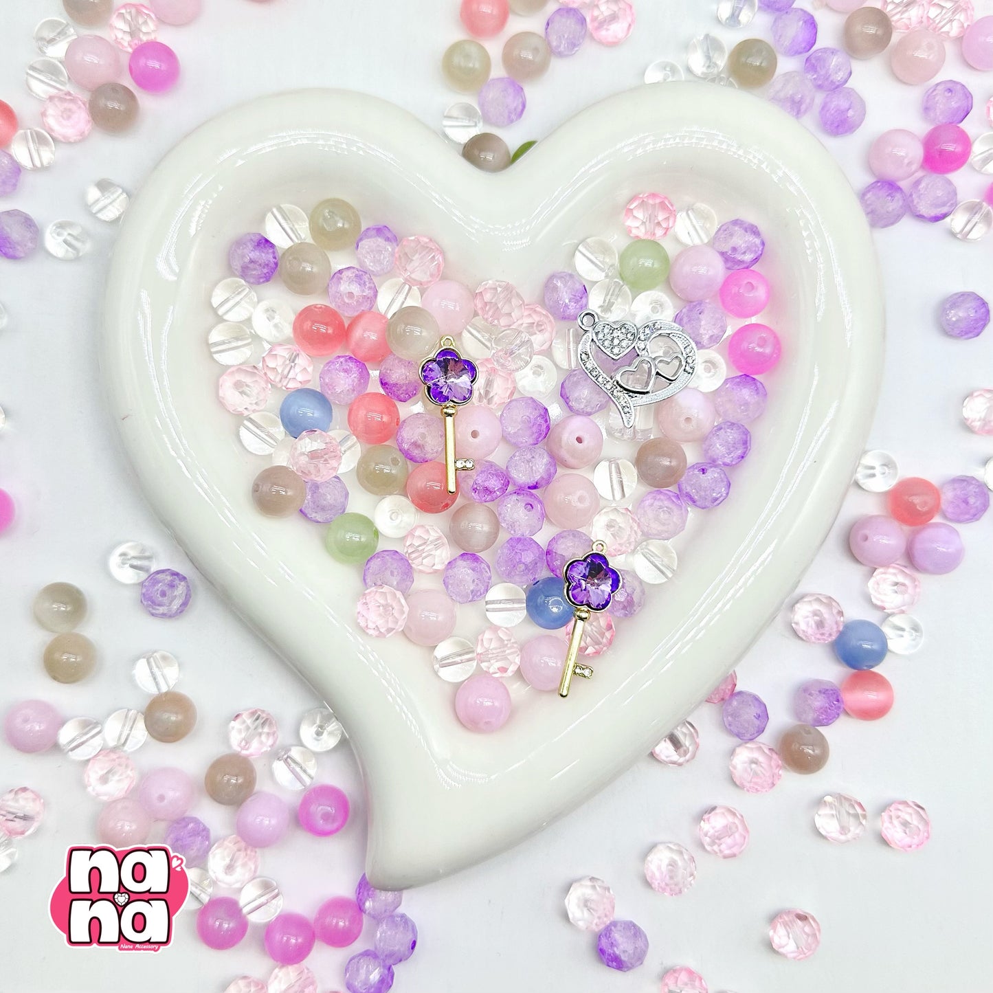 【Y1170】ラブストーリー  高品質キャッツアイ&ガラス（10*10）